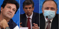 Os ex-ministros da Saúde Henrique Mandetta, Nelson Teich e Eduardo Pazuello serão os primeiros a depor à CPI  Foto: Agência Brasil / BBC News Brasil