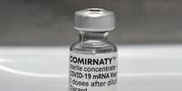 Frasco da 'Comirnaty', vacina anti-Covid da Pfizer e da Biontech  Foto: EPA / Ansa - Brasil