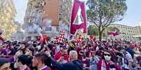 Festa da torcida da Salernitana em Salerno  Foto: ANSA / Ansa - Brasil