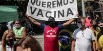 Protesto no Rio de Janeiro contra restrições anti-Covid  Foto: EPA / Ansa - Brasil