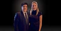 Maradona e Rocío Oliva: o namoro tumultuado, com acusações de roubo e agressões, ainda rende polêmica após a morte do ex-jogador  Foto: Fotomontagem: Blog Sala de TV