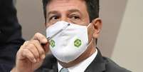 O ex-ministro da Saúde Luiz Henrique Mandetta durante depoimento na CPI da Covid  Foto: JEFFERSON RUDY / AGÊNCIA SENADO / Estadão
