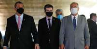 Senadores Omar Aziz, Randolfe Rodrigues e Renan Calheiros, presidente, vice e relator da CPI da Covid, no Senado
27/04/2021 REUTERS/Adriano Machado  Foto: Reuters