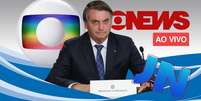 Chamado de “ex-presidente” na TV, Jair Bolsonaro questionou se o equívoco teria sido intencional  Foto: Marcos Côrrea/Presidência da República/Divulgação (Fotomontagem: Blog Sala de TV)