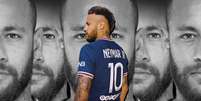 Mais uma vez, Neymar se vê prejudicado não por um adversário em campo, e sim por ele próprio  Foto: Divulgação/PSG e Sonia Sieff/Paris Saint-Germain/@psg (Fotomontagem: Blog Sala de TV) 