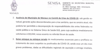 Em ofício enviado em 14 de janeiro ao Ministério da Saúde, Secretaria de Saúde de Manaus diz que ivermectina e azitromicina são "medicamentos essenciais" para tratar covid-19  Foto: Reprodução / BBC News Brasil
