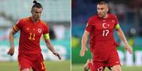 Bale e Yilmaz são os principais nomes de suas seleções (Foto: MIKE HEWITT, DARKO VOJINOVIC / AFP)  Foto: Lance!