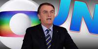 A Globo e o ‘Jornal Nacional’ são os alvos preferidos de Bolsonaro na grande mídia   Foto: Presidência da República/Divulgação (Fotomontagem: Blog Sala de TV)