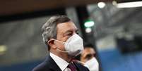 Mario Draghi ao chegar em Bruxelas para reunião  Foto: EPA / Ansa