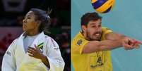 Ketleyn Quadros e Bruninho vão ser os responsáveis por carregar a bandeira brasileira em Tóquio  Foto: Divulgação/IJF e FIVB/Divulgação / Estadão