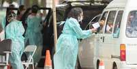 Drive-thru para vacinação contra a Covid-19 em Brasília  Foto: EPA / Ansa