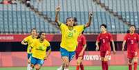 Andressa Alves comemora gol na goleada do Brasil sobre a China na estreia Sam Robles/CBF  Foto:  Sam Robles  / CBF