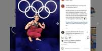 Sarah Vossi, ginasta da Alemanha, fez uma postagem após o treino de pódio nesta quinta-feira  Foto: https://www.instagram.com/sarah.vossi/ / Estadão