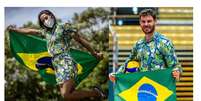 A judoca Ketleyn Quadros e o levantador Bruninho, porta-bandeiras do Brasil na cerimônia de abertura da Olimpíada  Foto: Reprodução/COB