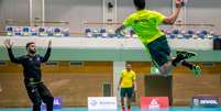 Treino da Seleção de handebol antes da estreia Divulgação Confederação Brasileira de Handebol  Foto: Divulgação  / Confederação Brasileira de Handebol