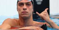 Fernando Scheffer comemora classificação na piscina neste domingo na Olimpíada Kai Pfaffenbach/Reuters  Foto: Kai Pfaffenbach / Reuters