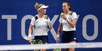 Laura Pigossi e Luisa Stefani durante partida nos Jogos Olímpicos de Tóquio
27/07/2021 REUTERS/Piroschka Van De Wouw  Foto: Reuters