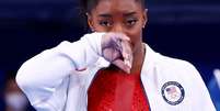 Simone Biles durante final por equipes da ginástica feminina na Olimpíada Tóquio 2020
27/07/2021 REUTERS/Mike Blake  Foto: Reuters