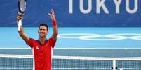 Djokovic comemora vitória sobre Alejandro Davidovich nesta quarta-feira Mike Segar/Reuters  Foto: Mike Segar / Reuters
