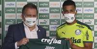 O lateral-esquerdo Jorge foi apresentado e é o novo camisa 6 do Palmeiras (Foto: Cesar Greco)  Foto: Lance!