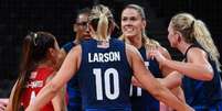 Estados Unidos venceu a Sérvai na semifinal do vôlei feminino nos Jogos Olímpicos de Tóquio (Yuri Cortez/AFP)  Foto: Lance!