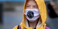 Greta Thunberg em protesto em Estocolmo (Fridays For Future) no Parlamento sueco em Estocolmo
9/10/2020
Jessica Gow/TT News Agency/via REUTERS  Foto: Reuters