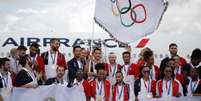 Medalhistas olímpicos franceses desembarcam com bandeira olímpica em aeroporto de Paris
09/08/2021
REUTERS/Sarah Meyssonnier  Foto: Reuters