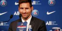 Messi em entrevista pelo Paris St Germain, em Paris
11/7/2021 REUTERS/Sarah Meyssonnier  Foto: Reuters