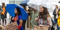 Protesto em apoio ao povo do Afeganistão realizado na Europa  Foto: EPA / Ansa - Brasil