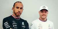 Hamilton e Bottas: a dupla que disputou mais corridas pela equipe Mercedes na F1.  Foto: Mercedes-AMG F1 / Divulgação
