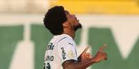 Luiz Adriano comemora após marcar o segundo gol do Palmeiras contra a Chapecoense  Foto: Cesar Greco/Palmeiras