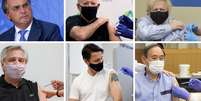 Maioria dos líderes tomaram vacinas e compartilharam as imagens (Créditos: Reuters, Governo do Reino Unido, Reprodução)  Foto: BBC News Brasil