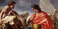 Aquiles contemplando o corpo de Patroclo.  Foto: Getty Images / BBC News Brasil