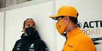 Hamilton e Norris duelaram pela primeira posição do GP da Rússia, com o piloto da Mercedes levando a melhor   Foto: Mercedes / Grande Prêmio