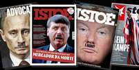 Putin, Bolsonaro e Trump associados a Hitler: recurso iconográfico manjado, mas sempre impactante  Foto: Reproduções