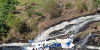 Avião de Marília Mendonça cai em cachoeira próxima a Caratinga, interior de Minas Gerais Foto: Reprodução / Super Canal / Estadão