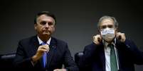 Jair Bolsonaro e Paulo Guedes durante entrevista coletiva  Foto: Ueslei Marcelino / Reuters