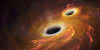 As ondas gravitacionais surgem após a colisão violenta entre dois objetos massivos, como buracos negros  Foto: Getty / BBC News Brasil