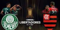 Palmeiras e Flamengo se enfrentam no Uruguai pelo tri da Libertadores (Arte L!)  Foto: Lance!