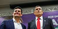 Ao lado de Moro, Santos Cruz se filia ao Podemos  Foto: Adriano Machado/Reuters