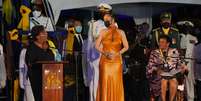Cerimônia também contou com a presença da cidadã mais ilustre do país, a cantora Rihanna  Foto: Jonathan Brady / Reuters