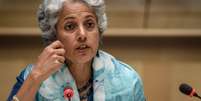 Cientista-chefe da Organização Mundial de Saúde (OMS), Soumya Swaminathan, em coletiva de imprensa em Genebra, Suíça
03/07/2020 Fabrice Coffrini/Pool via REUTERS  Foto: Reuters