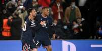 Dupla foi destaque na vitória do PSG contra o Brugge, pela Champions League (Foto: FRANCK FIFE / AFP)  Foto: Lance!