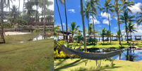 O antes e o depois de um hotel de luxo na Bahia após fortes chuvas que atingirem a região  Foto: Reprodução