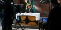 Jair Bolsonaro em gravação de pronunciamento  Foto: Foto: Marcos Côrrea/Presidência da República