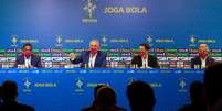 Tite durante anuncio da primeira convocação de 2022 na sede da CBF Lucas Figueiredo CBF  Foto: Lucas Figueiredo  / CBF