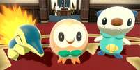 Cyndaquil, Rowlet e Oshawott são os iniciais em Pokémon Legends: Arceus   Foto: Divulgação/Nintendo / Tecnoblog