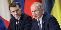 Ainda de acordo com a nota, foi uma "troca séria e franca sobre a situação" e Macron e Putin concordaram em manter contato.      Foto: Ludovic Marin