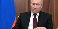 Presidente russo fala em Moscou em 21 de fevereiro de 2022  Foto: Getty Images / BBC News Brasil