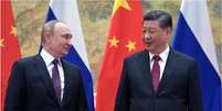Na recente Olimp&iacute;ada de Inverno em Pequim, Putin e Xi deram mostras de sua proximidade  Foto: AFP / BBC News Brasil